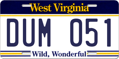 WV license plate DUM051