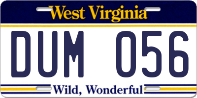 WV license plate DUM056