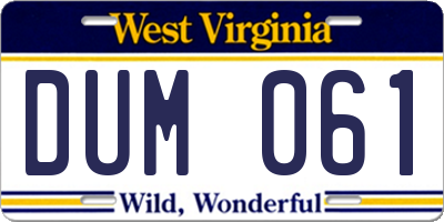WV license plate DUM061