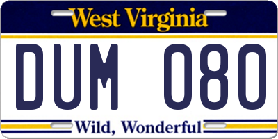 WV license plate DUM080