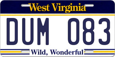 WV license plate DUM083