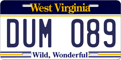 WV license plate DUM089