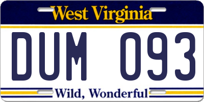 WV license plate DUM093