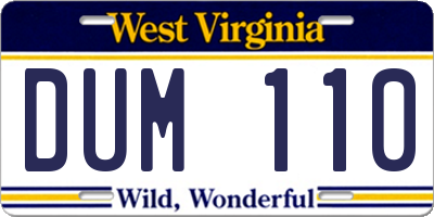 WV license plate DUM110