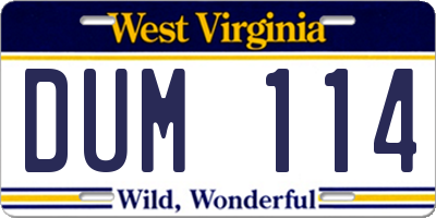 WV license plate DUM114