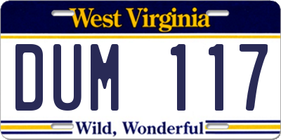 WV license plate DUM117