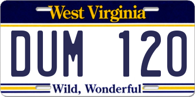 WV license plate DUM120