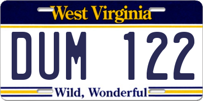 WV license plate DUM122