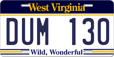 WV license plate DUM130
