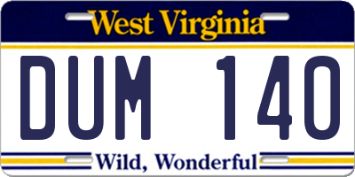 WV license plate DUM140