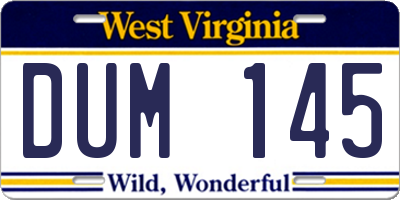WV license plate DUM145