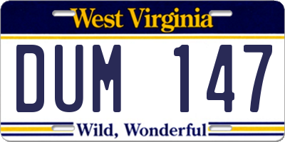 WV license plate DUM147