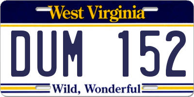 WV license plate DUM152