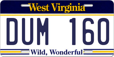 WV license plate DUM160