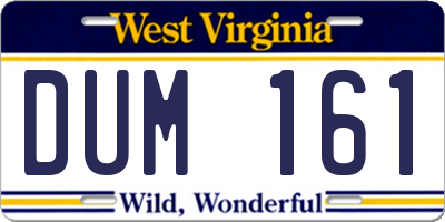 WV license plate DUM161