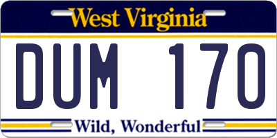 WV license plate DUM170
