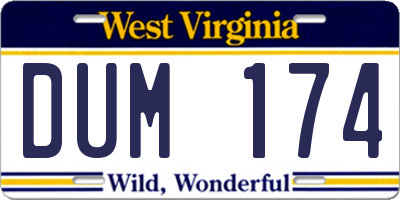 WV license plate DUM174