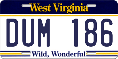 WV license plate DUM186