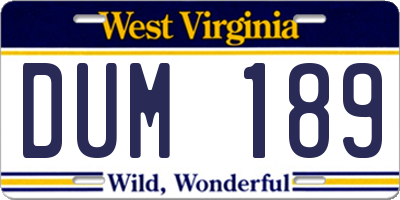 WV license plate DUM189