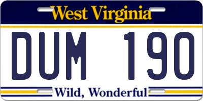 WV license plate DUM190