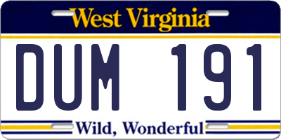 WV license plate DUM191