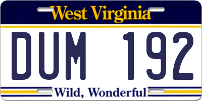 WV license plate DUM192