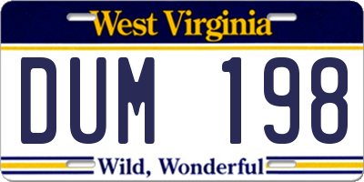 WV license plate DUM198