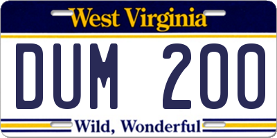 WV license plate DUM200