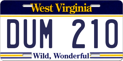 WV license plate DUM210