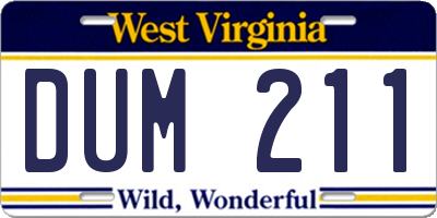 WV license plate DUM211
