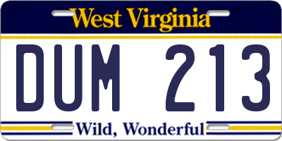 WV license plate DUM213