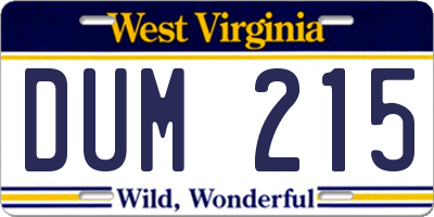 WV license plate DUM215