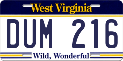 WV license plate DUM216