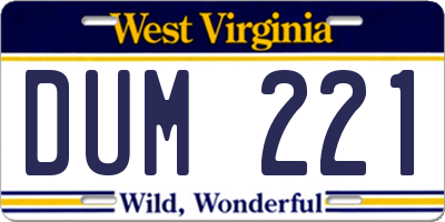 WV license plate DUM221