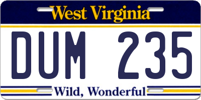 WV license plate DUM235