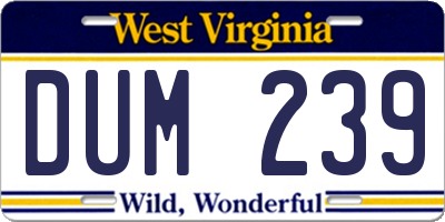 WV license plate DUM239