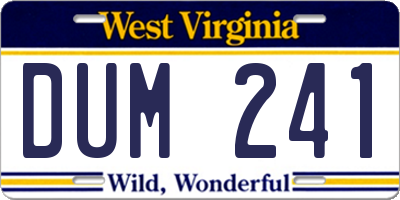 WV license plate DUM241