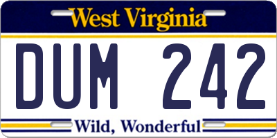 WV license plate DUM242