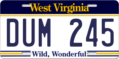 WV license plate DUM245
