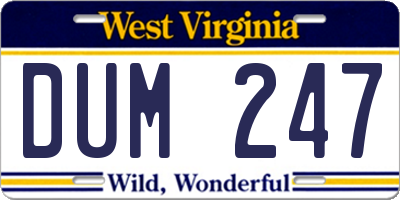 WV license plate DUM247