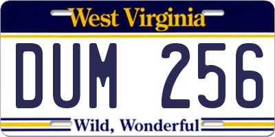 WV license plate DUM256