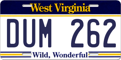 WV license plate DUM262