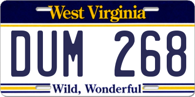 WV license plate DUM268