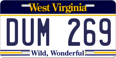 WV license plate DUM269