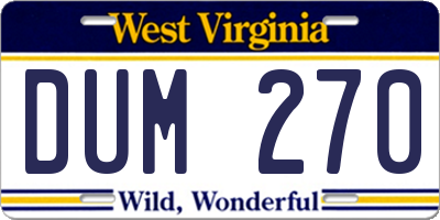 WV license plate DUM270