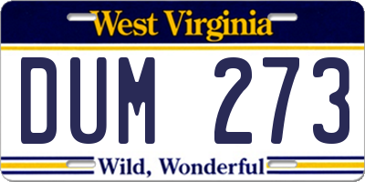 WV license plate DUM273