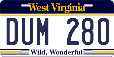 WV license plate DUM280