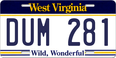 WV license plate DUM281