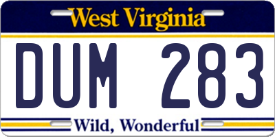 WV license plate DUM283