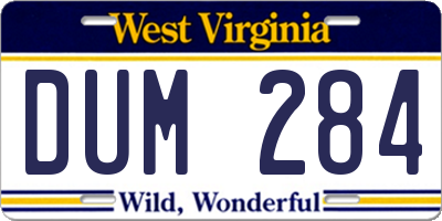 WV license plate DUM284